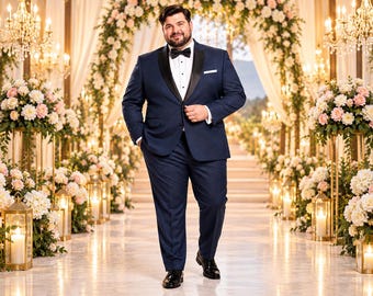 Custom Plus Size Tuxedo for Men, Made to Measure Wedding Groom Suit