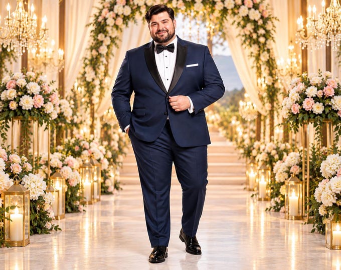Custom Plus Size Tuxedo for Men, Made to Measure Wedding Groom Suit
