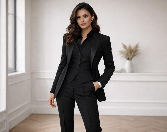 Tailored Black Women Suit – Blazer & Trousers, Office Formal