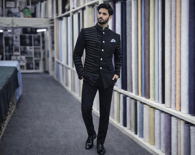 Jodhpuri Bandhgala Suit for Wedding Reception – Custom Tailored Indian Men’s Outfit Paridhan Tailors