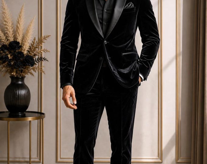 Custom Velvet Tuxedo for Men, Leo Zodiac Style, Luxury Groom Suit (Wedding, Prom)