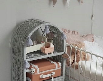 LittleDreamsShopPL WICKER CABINET LIGHT Gray Doors