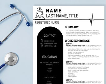 Medical Resume Template - Editable Resume Template - Canva Resume - Medical Personnel Resume - Nurse Resume