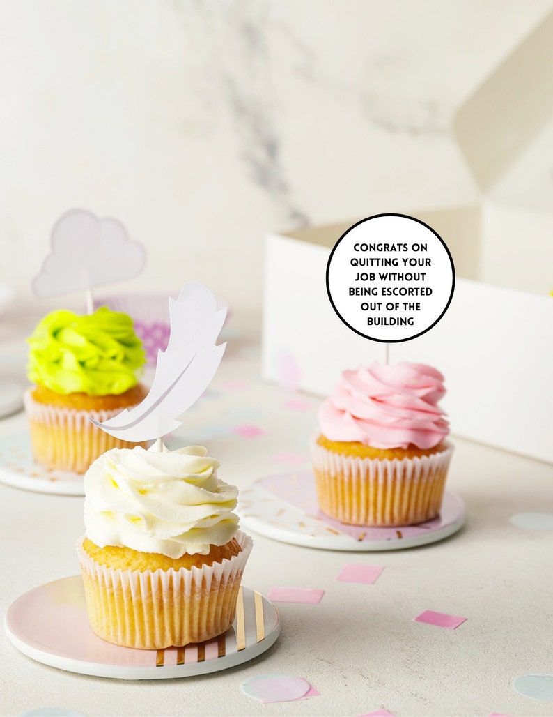 Sassy Goodbye Coworker Cupcake Toppers Digital Download Printable image 5