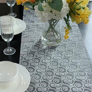 Holiday Decor Table Runner Metallic Gold Embossed Leaf Organza Sheer Table Runner image 8