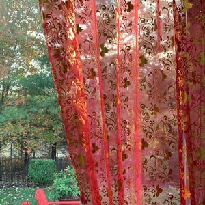 Floral Sheer Fabric Decor Window Curtains for Living Room ,Metallic Organza Sheer Curtains for bedroom