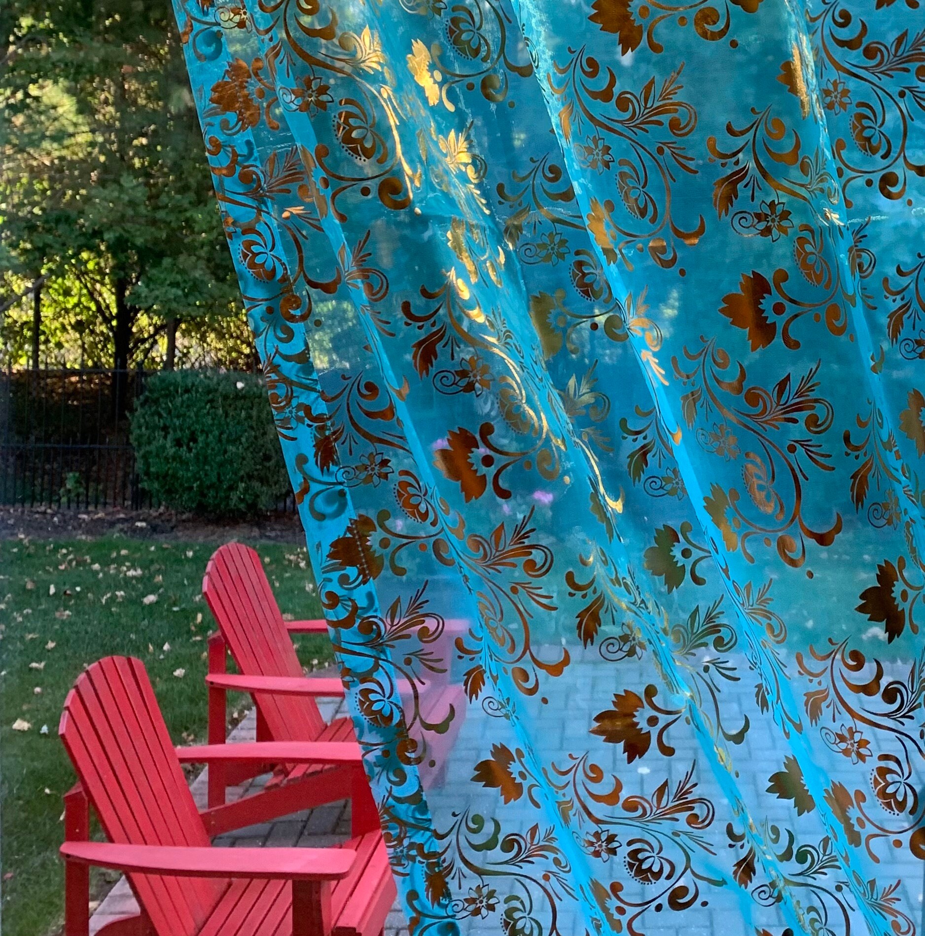 Silver Floral Sheer Fabric Decor Window Curtains for Living Room