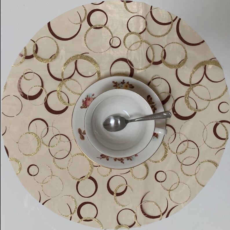 Holiday Decor Table Placemats Embossed Floral Organza Sheer Mat Set Gold & Silver image 12