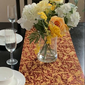 Holiday Decor Table Runner Metallic Gold Embossed Leaf Organza Sheer Table Runner image 6
