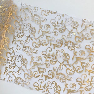 Holiday Decor Table Runner Metallic Gold Embossed Floral Organza Sheer Table Runner (Gold & Silver)