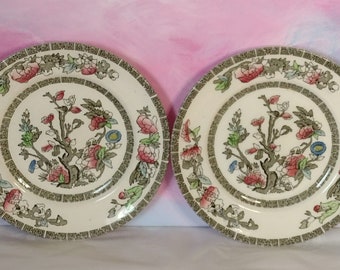 2 "Indian Tree" Side Plates; Vintage Decorative Oriental Style Plates; 1 Johnson Bros Salad Plates