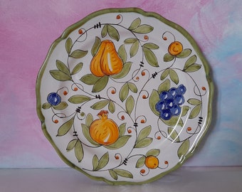 Italian Tapas Plate; Hand Painted Buffet Plate with Grapes; Decorative Serving Plate