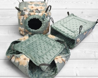 Rat Cage Accessories Set, 3 Piece Rat Cage Set, Reinforced Rat House, Hammock & Tunnel, Chinchilla Degu Guinea Pig