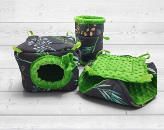 Reinforced Rat Cage Set – Hanging House, Tunnel & Double Hammock for Chinchillas, Degus Guinea Pigs