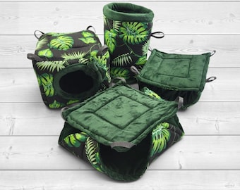Rat Cage Accessories Set, Rat Hammock Set, Rat Bed, Rat Tunnel, Hanging Rat Hammock, Cage Enrichment, Owl Print Set