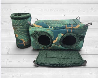 Reinforced Guinea Pig Cage Set, Rat Cage Accessories, Chinchilla Bed, Small Pet House, Tunnel & Hammock, Degu Cage Set