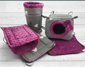 Rat Cage Accessories Set – 5 Piece Rat Cage Set with Hideout, Tunnels & Hammocks, Handmade Rat Cage Accessories