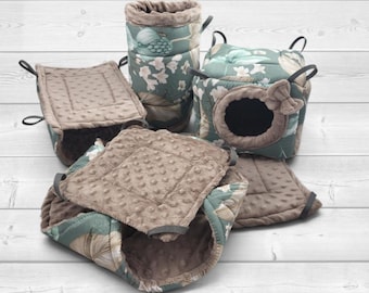 Rat Cage Accessories Set, 5 Piece Rat Hammock Set, Tunnel & Hideout, Small Animal Cage Accessories
