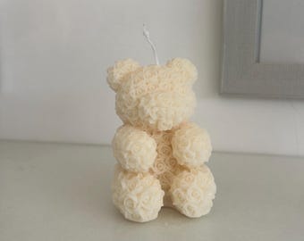 Rose Teddy Bear Candle | Handcrafted 100% Soy Wax