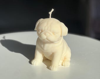 Large Pug Candle: Handcrafted 100% Soy Wax Puppy Dog Candle