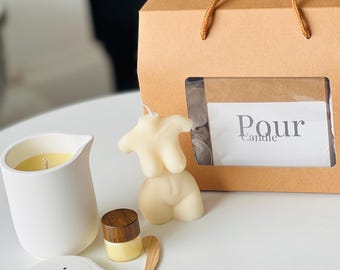 Body Serum Gift Set - Massage Candle, Soy Candle, Mini Balm & Spatula