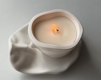 Handmade Jesmonite Face Candle | Sculptural Soy Wax Home Decor