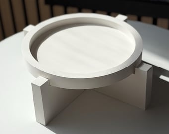 Handmade Jesmonite Round Display Plate on Stand | Modern Sculptural Home Decor