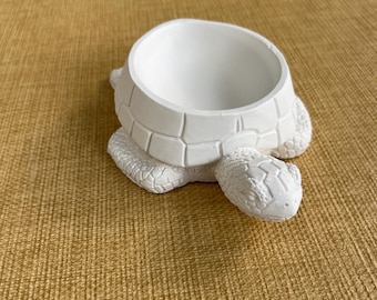 Handmade White Turtle Bowl: Coastal Decor Trinket Dish