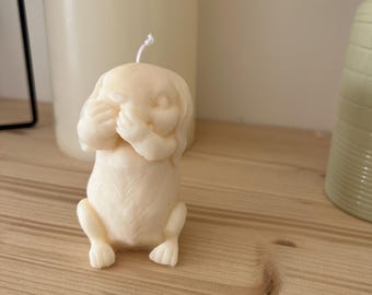 Handmade Soy Wax Bunny Candle: No Talking Rabbit Figurine