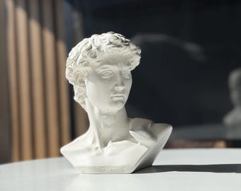 Handmade Jesmonite David Bust Sculpture | Stone Effect Michelangelo Art Decor