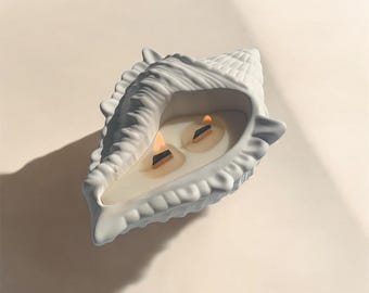 Hand Poured Conch Shell Candle: Scented Soy Wax with Wood Wick
