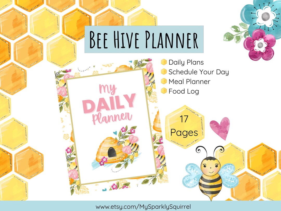 Bee Hive Daily Planner | Sweet Life Organizer Cute Bee Theme With Meal ...