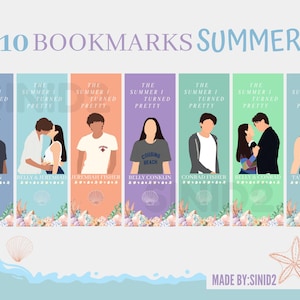 Summer  Turned Pretty BookMark Gift set minimalist Line Art Pop Poster Print Pack- (Digital Download) TSITP holiday christmas gift