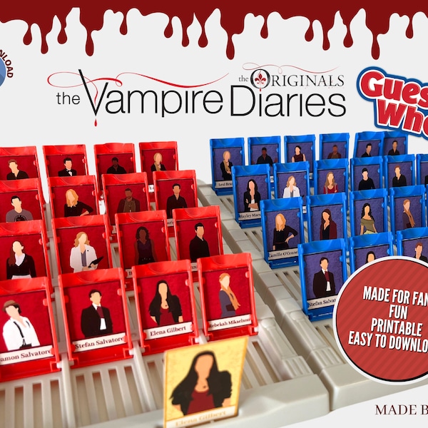 The Vampire Diaries, The Originals, Guess Who Game Legacies- Archivo PDF de descarga instantánea imprimible, no incluye juego físico