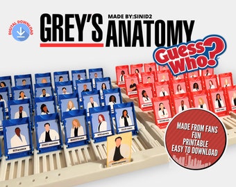 Grey's Anatomy Guess Who Game - Printable Instant Download PDF File, No Physical Game Included holiday christmas gift Christmas gift
