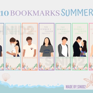 Summer Turned Pretty Lesezeichen Set minimalistisch Line Art Pop Poster Druck Pack- (Digitaler Download) TSITP Urlaub Weihnachtsgeschenk