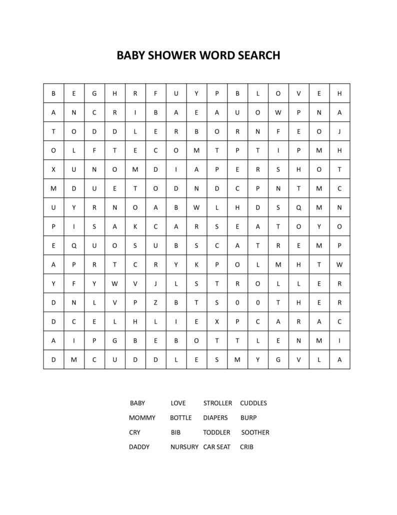 Baby Shower Game Word Search Etsy