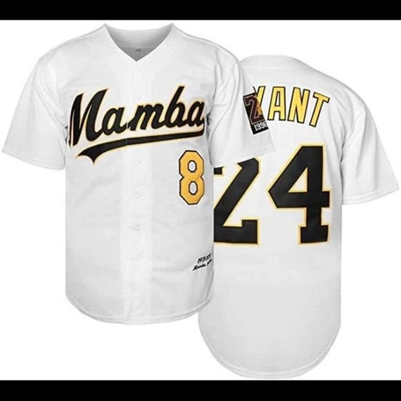 Mens White and Black Mamba Baseball Jersey 8 24 Etsy