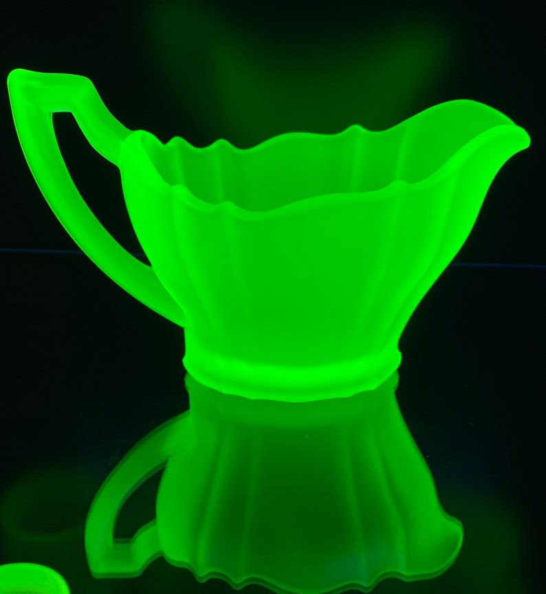 Tiffin Glass Co. Satin Uranium Glass Creamer Etsy