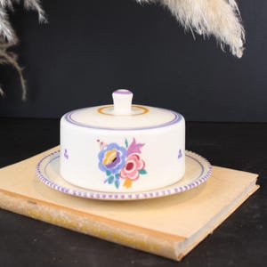 Vintage Poole Pottery Cheese Dome | Floral Stoneware Kitchenware