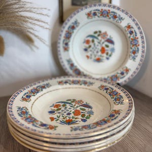 Lot de 6 bols à pâtes « Rhodian » Waring & Gillow London | Grands bols de pâtes peu profonds à bord large | Art de la table vintage
