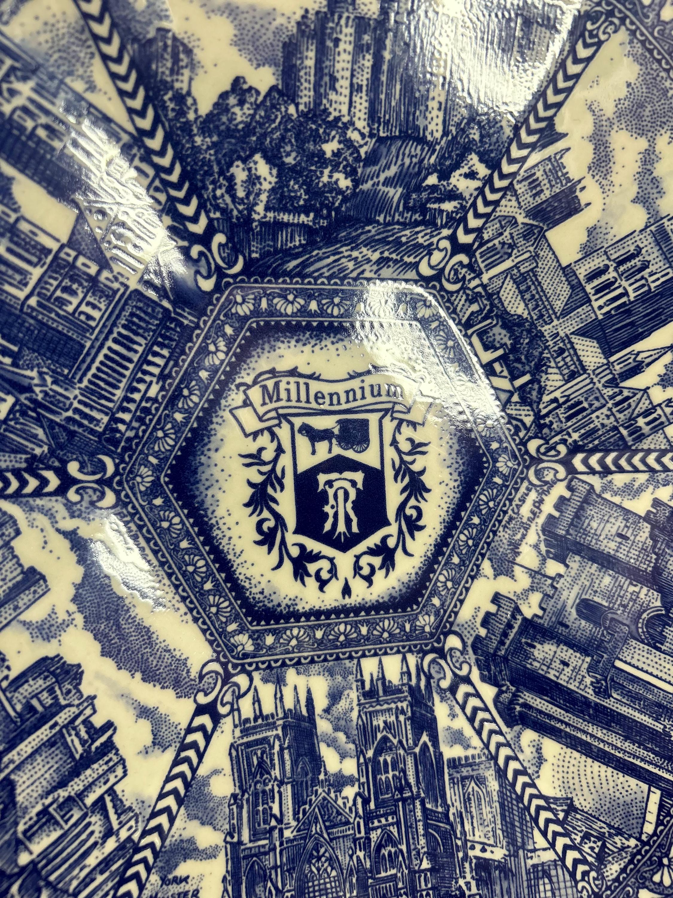 Ringtons Blue & White 2000 Millennium Plate | Hexagonal Vintage
