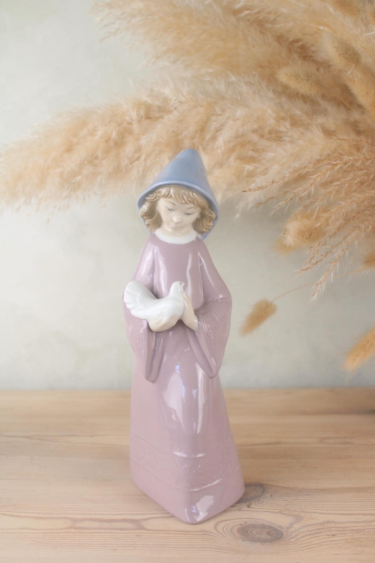 置物 Nao ,Lladro Adorable NAO by Lladro Girl With a Backpack & Her Dog ~ Porcelain