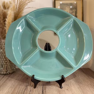 Vintage Poole Pottery Grüne Servierplatte | Geteilter Snackteller