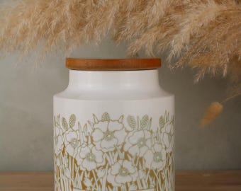 Vintage Hornsea Fleur Flour Jar | Retro Green Floral Kitchen