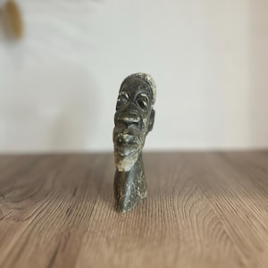 African Soapstone Figurine of a Head | Tribal Style Homeware Decor | Vintage Carved Stone Figure | Perfect Housewarming Decorative Gift