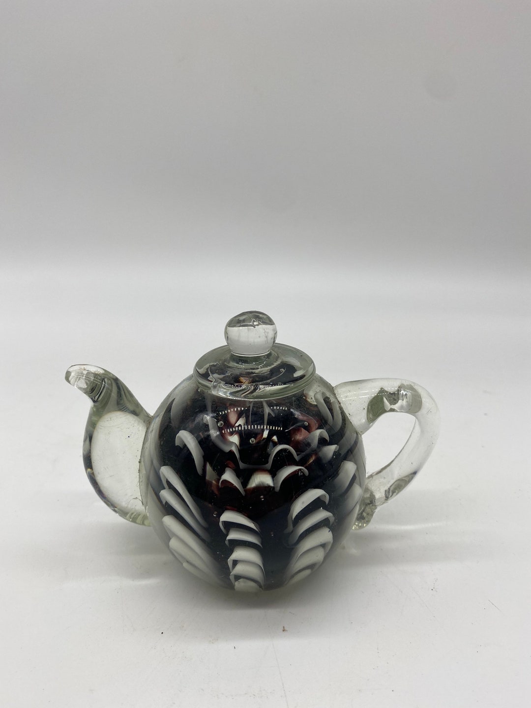 Vintage Glass Teapot Paperweight Black Teapot Teapot Etsy