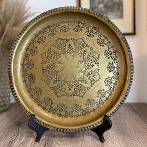 Antique Metal Sport Trophy Plate Awarded in 1896 | Metal Wall Hanging Plate Wall Decor | Decorative Vintage Round Plate Made from Brass