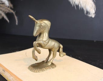 Vintage Brass Unicorn Figurine | Magical Horse Decor
