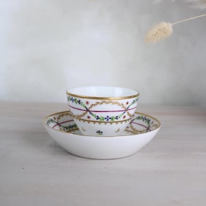 White and Gold Vintage Teacup and Saucer | Vintage Tea Set Tea Cup and Saucer English Style China | Housewarming Gift